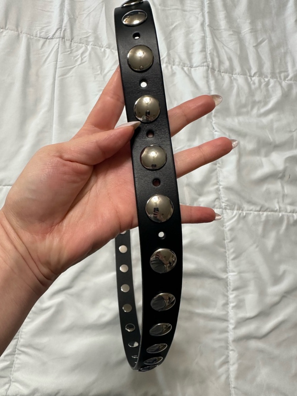 Madewell Studded Western Belt XS Black/Silver Metal Buckle - Picture 6 of 7